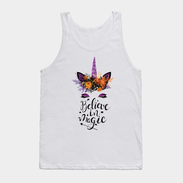 Halloween Unicorn, Believe in Magic Tank Top by sarahwainwright